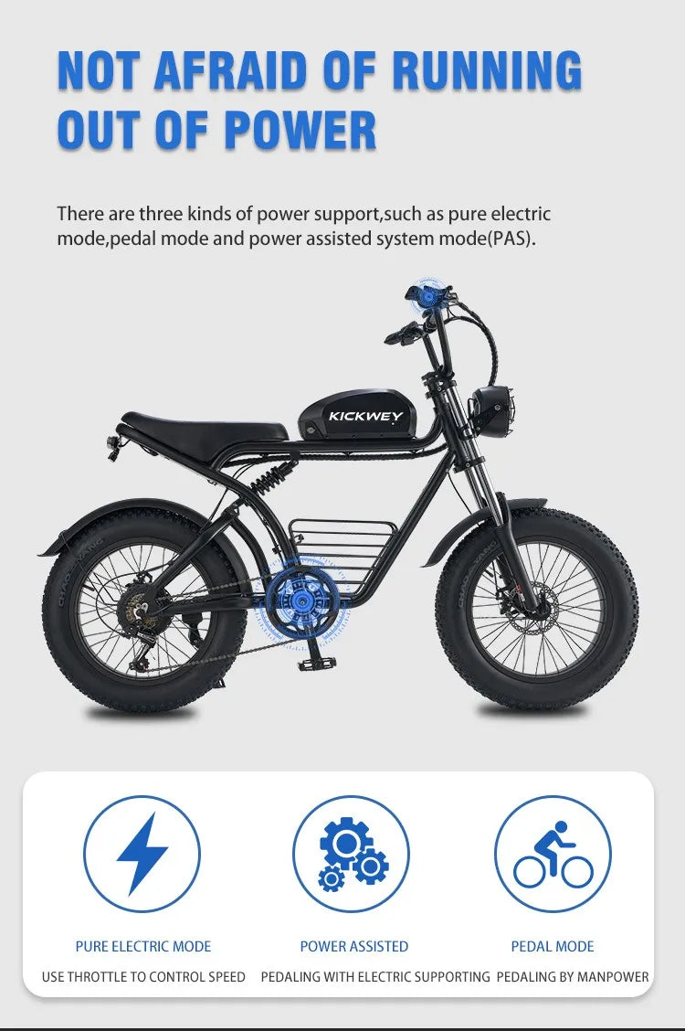 Electric Bike for Adults, 4.0Fat Tire Ebike 20" Electric Bike 2000W Electric Mountain Bike 48V/23Ah Removable Battery 31MPH tyre