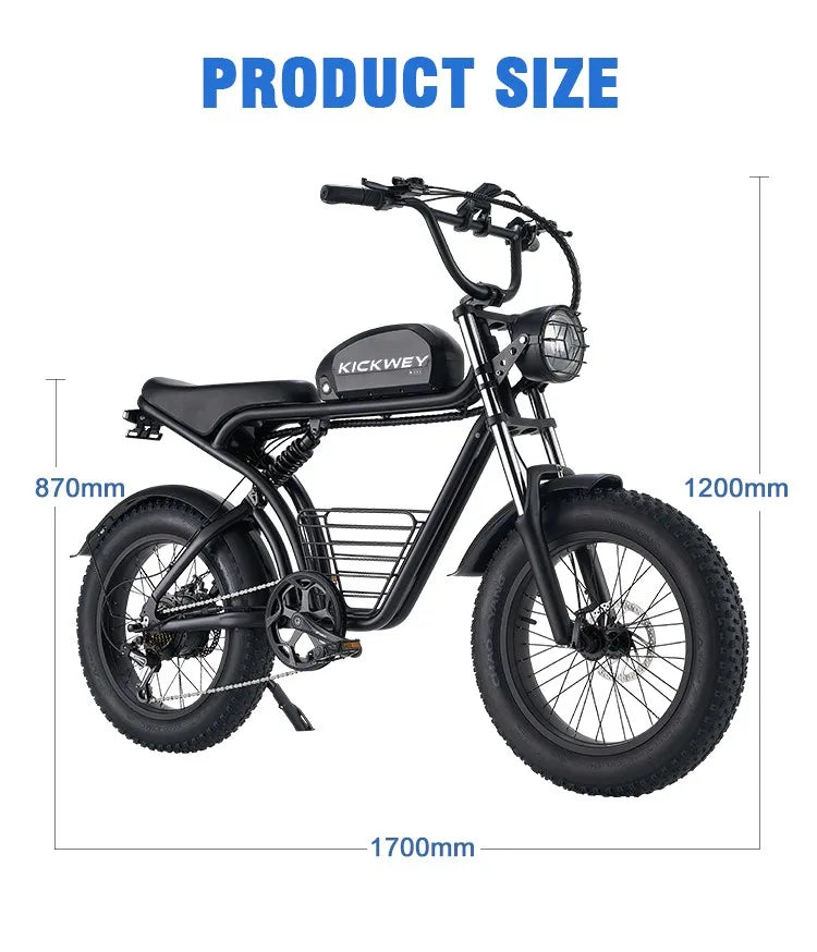 Electric Bike for Adults, 4.0Fat Tire Ebike 20" Electric Bike 2000W Electric Mountain Bike 48V/23Ah Removable Battery 31MPH tyre