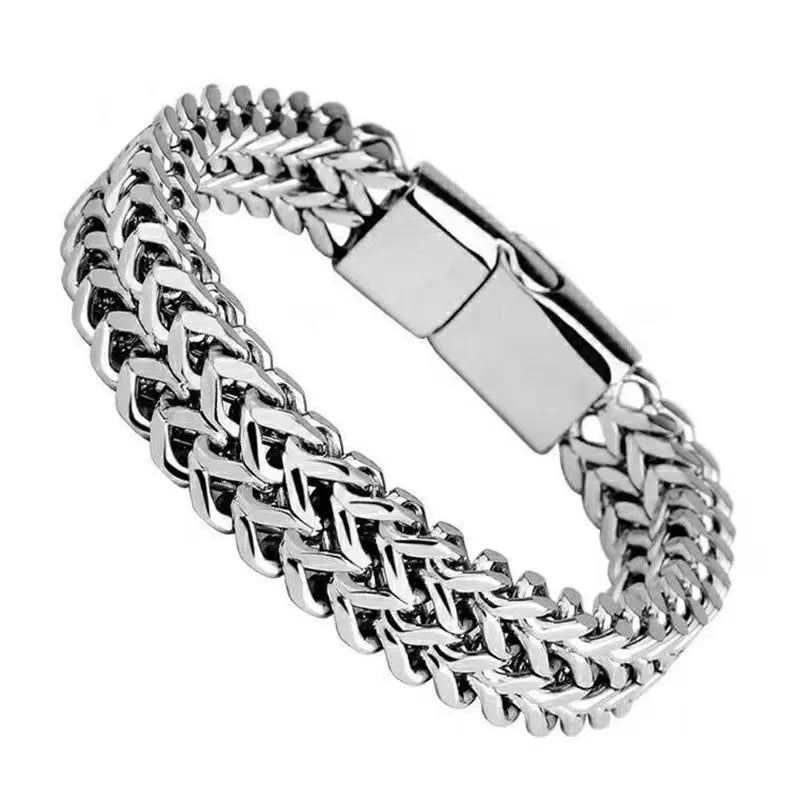 Explosive Hip Hop Stainless Steel Front and Back Men's Simple Bully Punk Bracelet