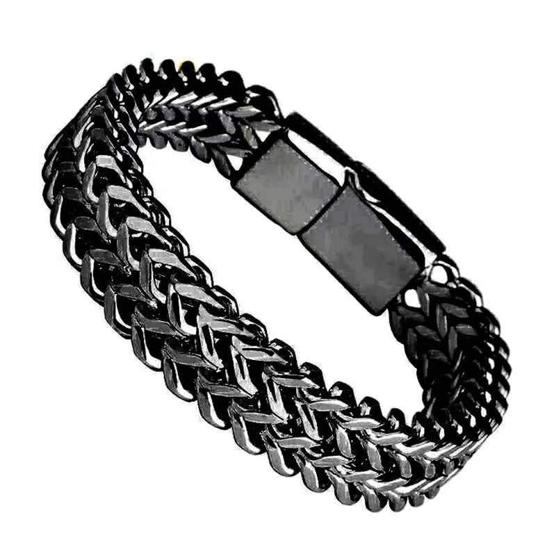 Explosive Hip Hop Stainless Steel Front and Back Men's Simple Bully Punk Bracelet