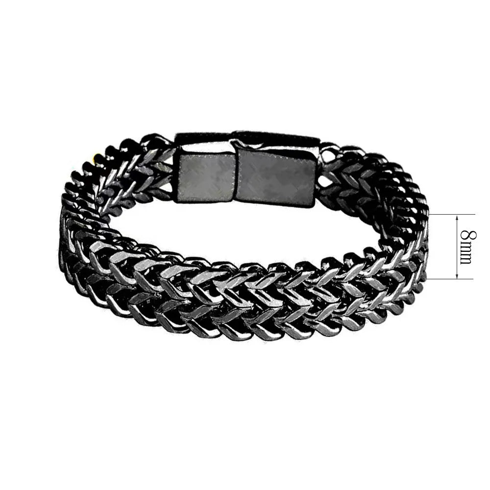 Explosive Hip Hop Stainless Steel Front and Back Men's Simple Bully Punk Bracelet