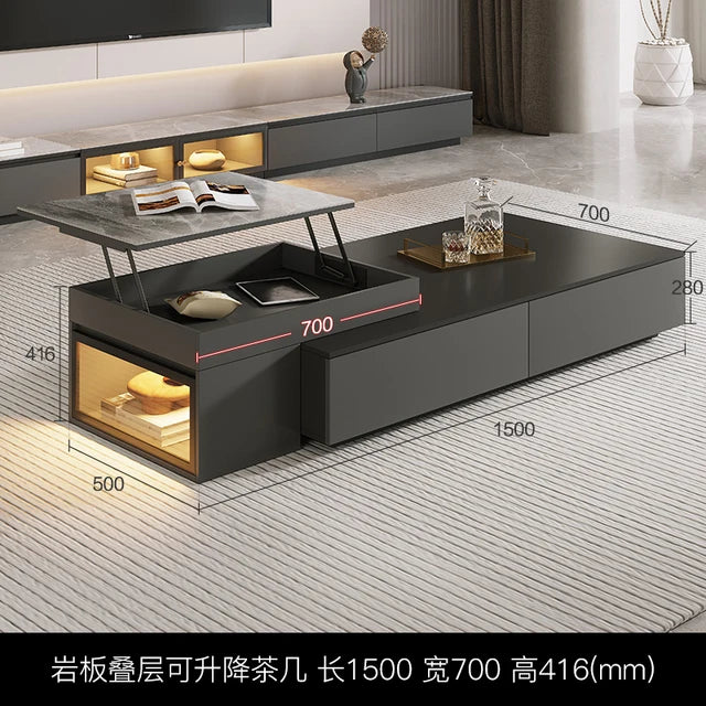 Extendable Nordic Luxury Coffee Table Multi Function Storage Sofa Modern Coffee Table Smart Design Beistelltisch Home Furniture