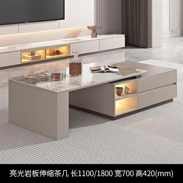 Extendable Nordic Luxury Coffee Table Multi Function Storage Sofa Modern Coffee Table Smart Design Beistelltisch Home Furniture