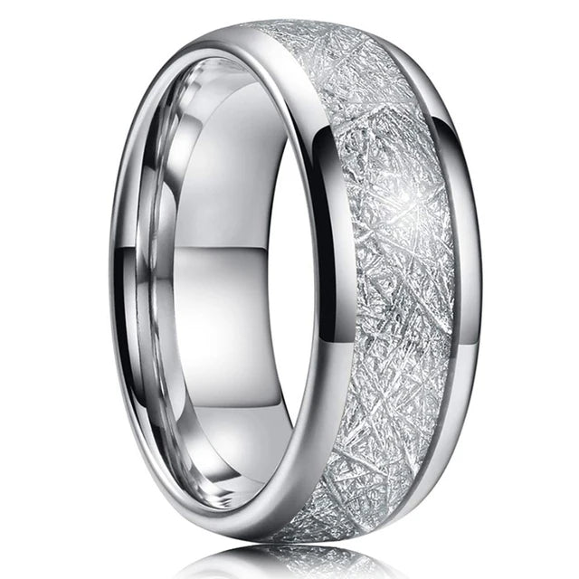 Fashion Men's 8mm Gold Color Groove Beveled Edge Tungsten Wedding Carbon Fiber Ring Punk Gear Wheel Stainless Steel Ring For Men