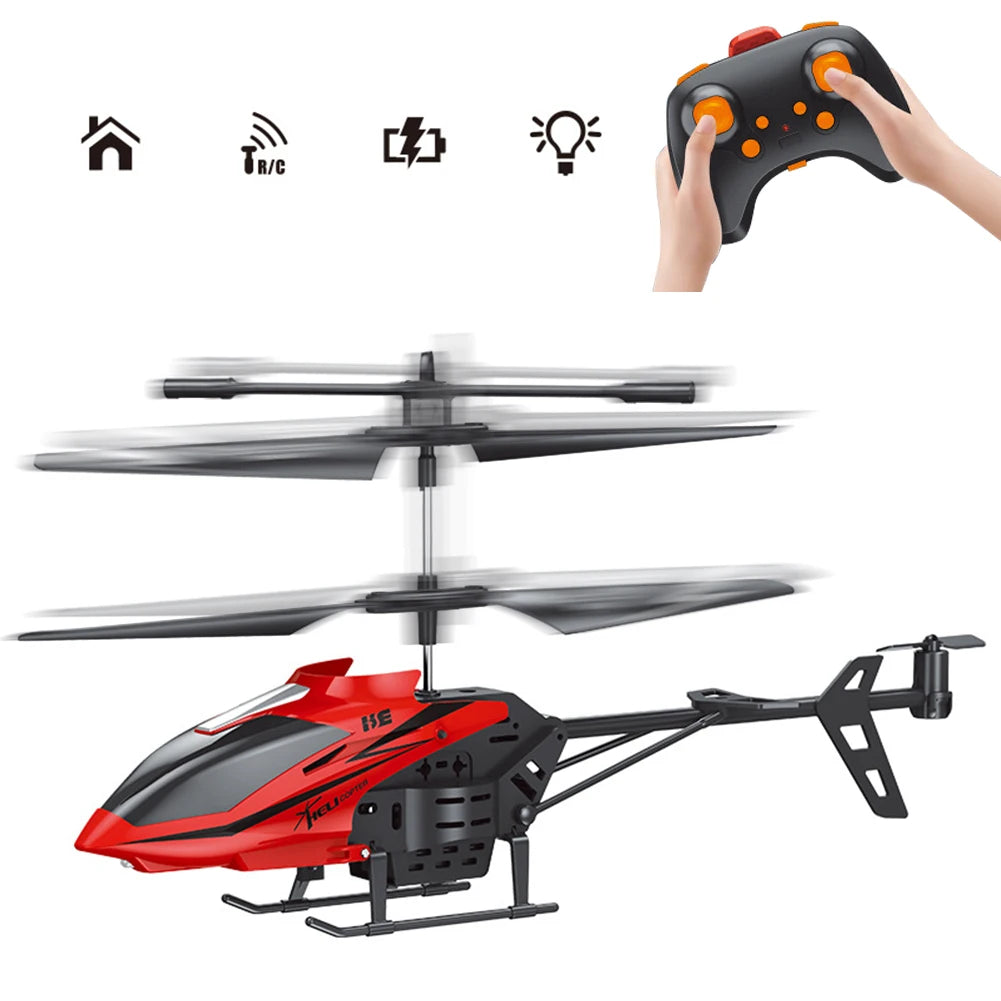 Flexible Fan Design 2.5CH RC Helicopter with LED Night Light Toy Drone Model Air Plane Toys 10m Control Distance for Boys Girls