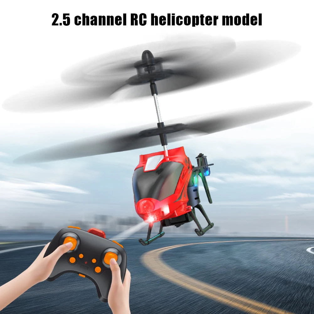 Flexible Fan Design 2.5CH RC Helicopter with LED Night Light Toy Drone Model Air Plane Toys 10m Control Distance for Boys Girls