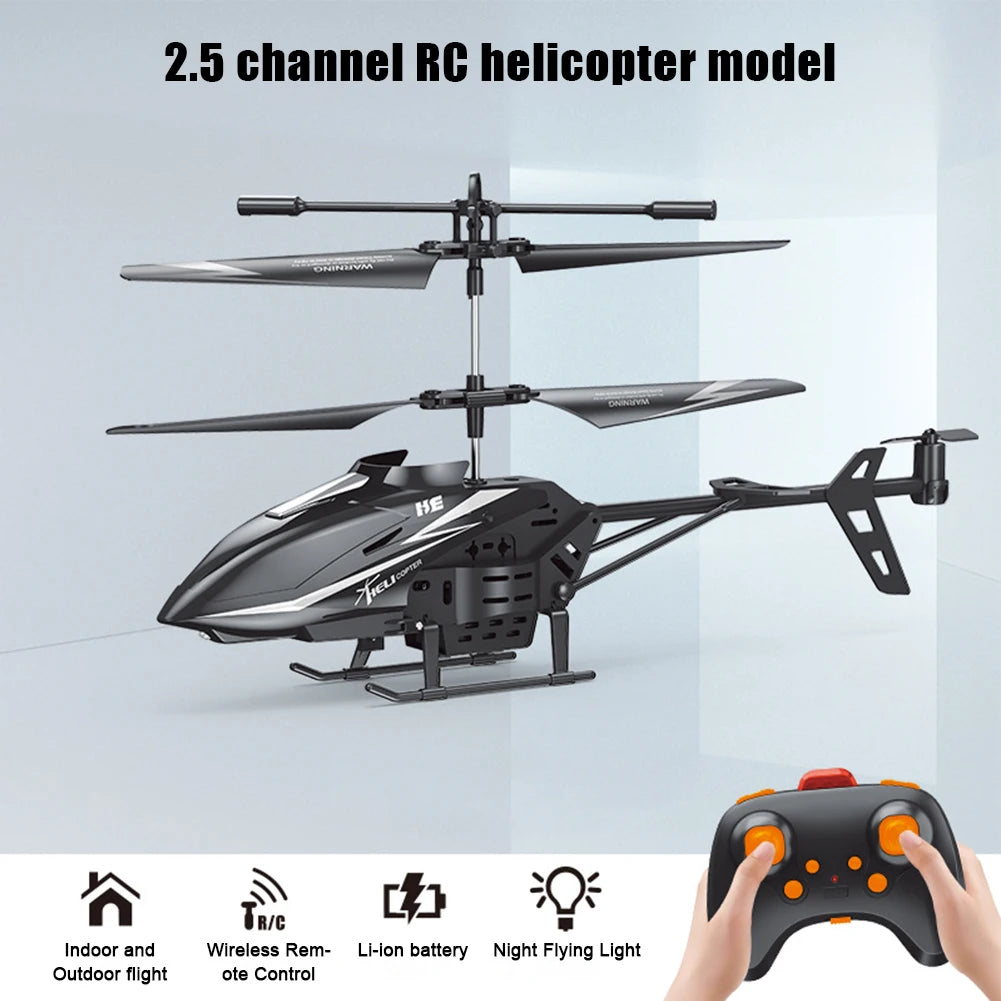 Flexible Fan Design 2.5CH RC Helicopter with LED Night Light Toy Drone Model Air Plane Toys 10m Control Distance for Boys Girls