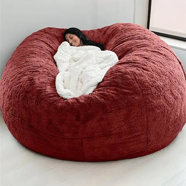 Giant Fur Bean Bag Chair Cover for Kids Adults,Living Room Furniture Big Round Soft Fluffy Faux Fur Beanbag Lazy Sofa Bed Cover