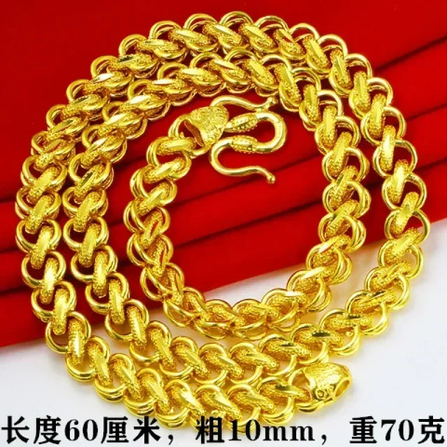 Gold shop with 9999 24K real gold necklace men's and women's gold necklace fortune into treasure boss chain rich gold necklace