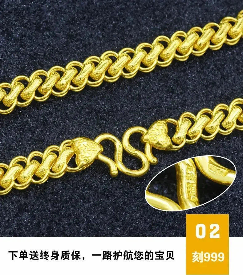 Gold shop with 9999 24K real gold necklace men's and women's gold necklace fortune into treasure boss chain rich gold necklace