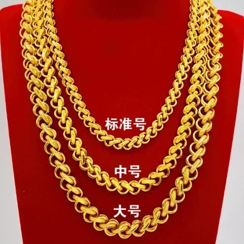 Gold shop with 9999 24K real gold necklace men's and women's gold necklace fortune into treasure boss chain rich gold necklace