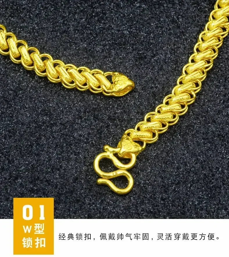 Gold shop with 9999 24K real gold necklace men's and women's gold necklace fortune into treasure boss chain rich gold necklace