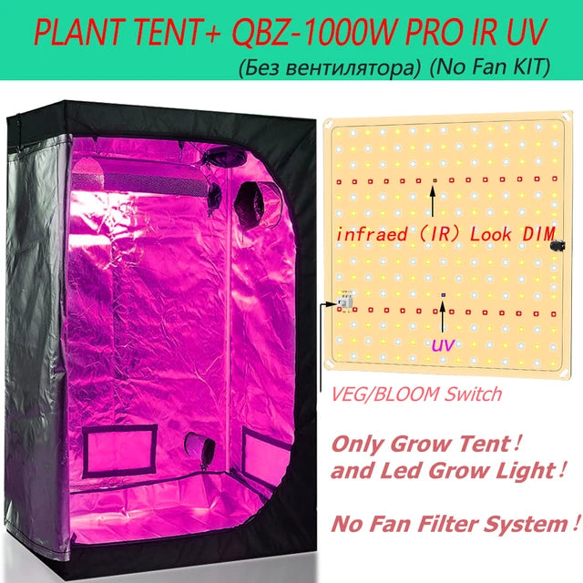 Grow Tent Growbox 1000W Quantum Grow Full Spectrum Led Kit High PPFD Set 4/6 Inch Duct Fans Activated Carbon Filter For Plant