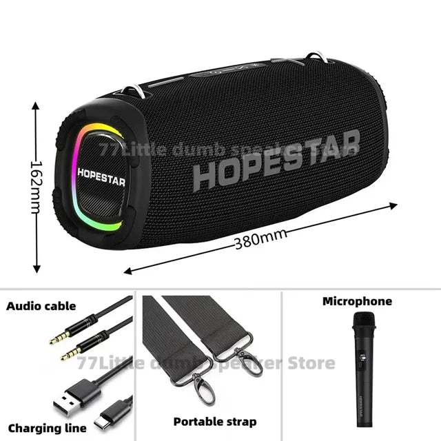 HOPESTAR 120W high-power Outdoor A6 Max Waterproof Bluetooth Speaker RGB Light Effect Home Party Karaoke Subwoofer Caixa De Som