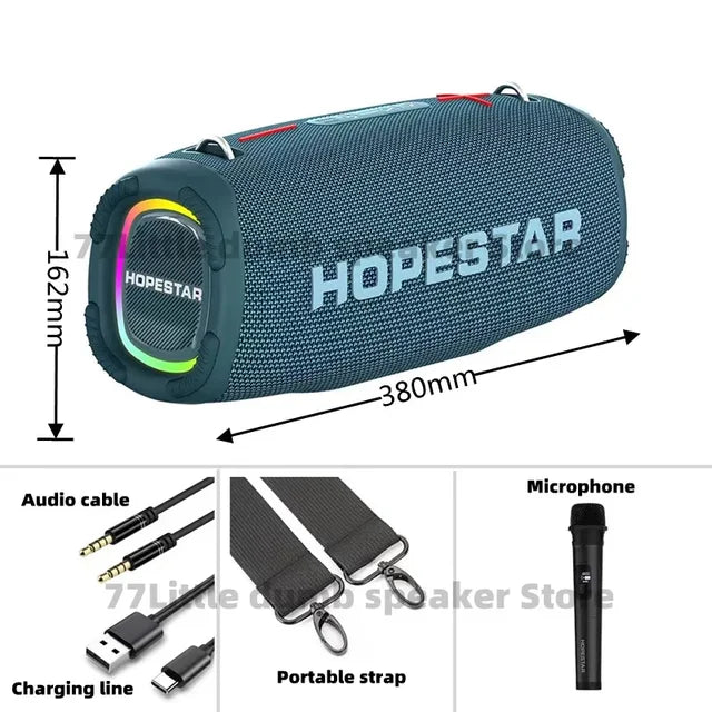 HOPESTAR 120W high-power Outdoor A6 Max Waterproof Bluetooth Speaker RGB Light Effect Home Party Karaoke Subwoofer Caixa De Som