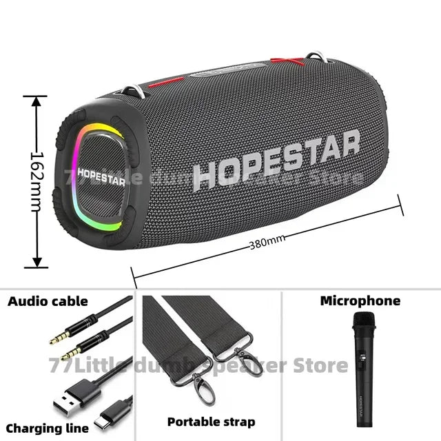 HOPESTAR 120W high-power Outdoor A6 Max Waterproof Bluetooth Speaker RGB Light Effect Home Party Karaoke Subwoofer Caixa De Som