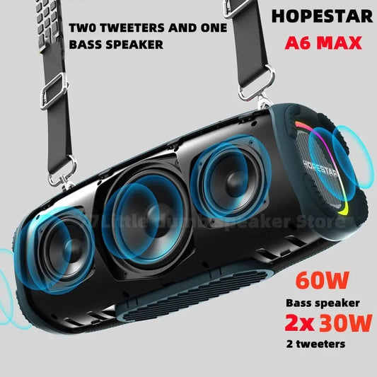 HOPESTAR 120W high-power Outdoor A6 Max Waterproof Bluetooth Speaker RGB Light Effect Home Party Karaoke Subwoofer Caixa De Som