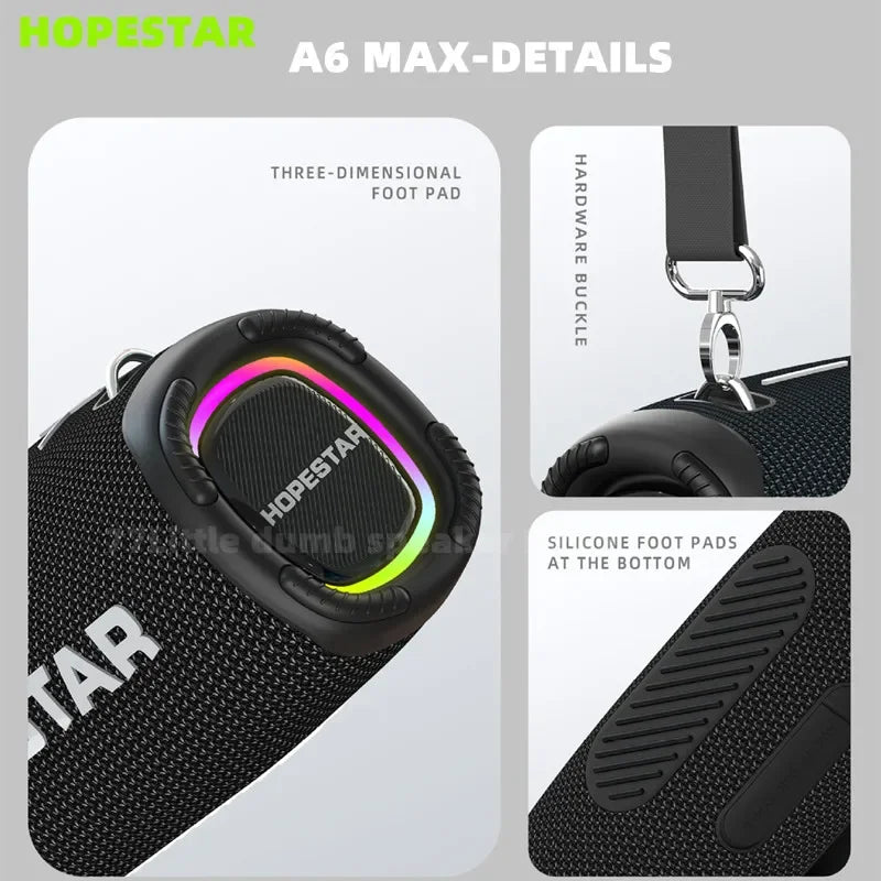 HOPESTAR 120W high-power Outdoor A6 Max Waterproof Bluetooth Speaker RGB Light Effect Home Party Karaoke Subwoofer Caixa De Som