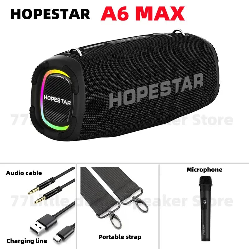 HOPESTAR 120W high-power Outdoor A6 Max Waterproof Bluetooth Speaker RGB Light Effect Home Party Karaoke Subwoofer Caixa De Som