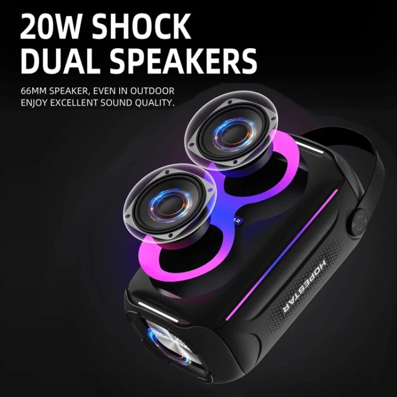 HOPESTAR Party 200 Mini Caixa De Som Bluetooth Speaker Portable RGB Light Waterproof Column TWS Stereo Subwoofer Music Center TF