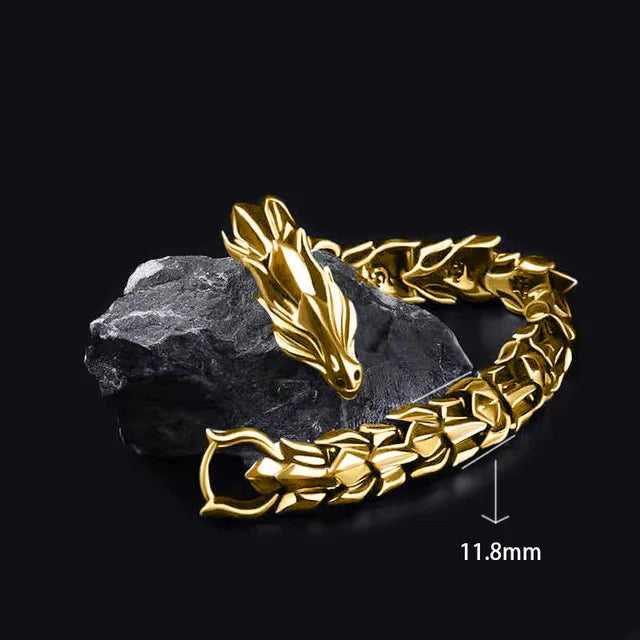 Hip Hop Personality Men's Silver Plated Keel Bracelet Charm Fashion Dragon Animal Bracelet Teen Accessories Gifts For Father Men