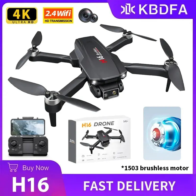 KBDFA Drone H16 GPS Professional Dual Camera Dron Quadcopter Brushless Aerial Photography Laser Obstacle Avoidance RC Toys Gifts