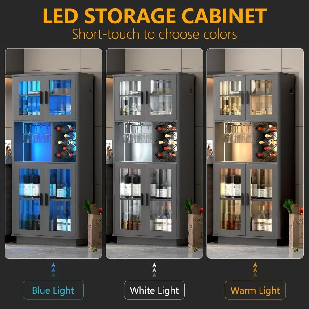 LED Wine Cabinets with Removable Wine Rack, comes with motion sensors that you can turn off and on. The lights are also dimable which is something not a lot of them have.