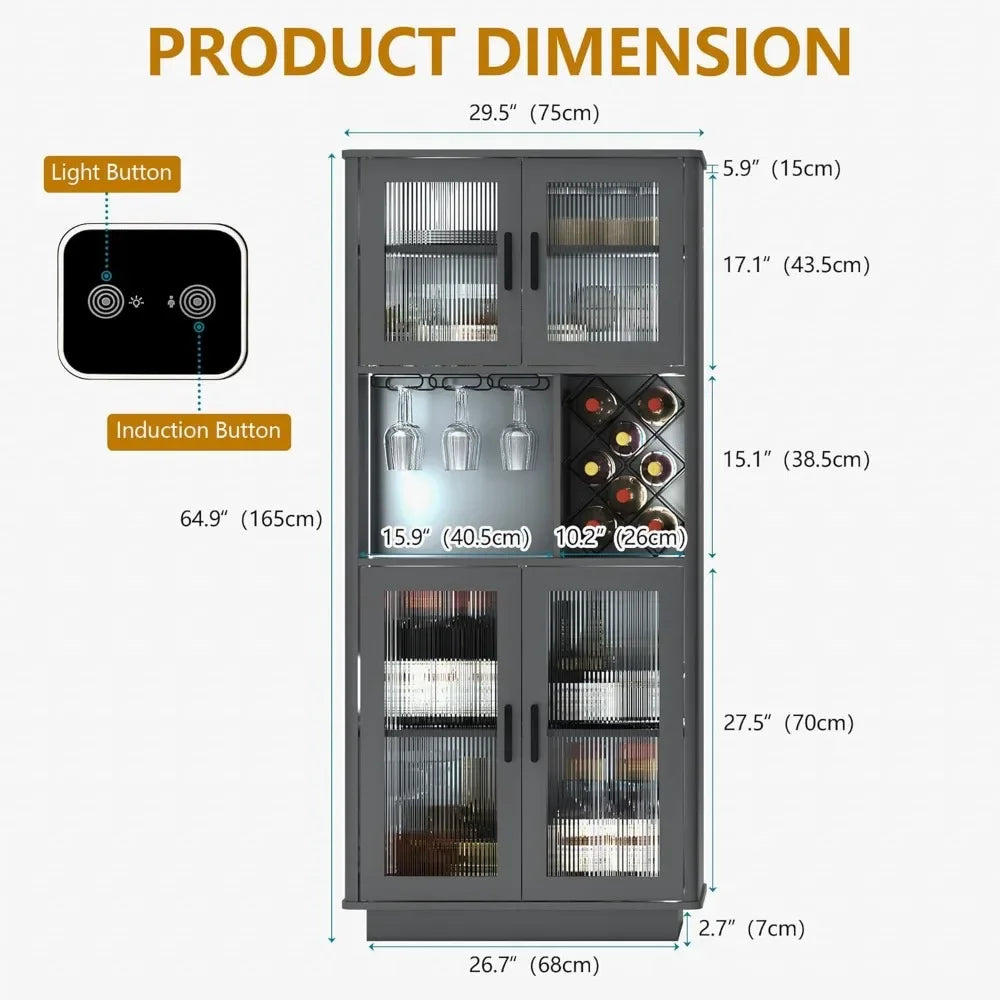 LED Wine Cabinets with Removable Wine Rack, comes with motion sensors that you can turn off and on. The lights are also dimable which is something not a lot of them have.