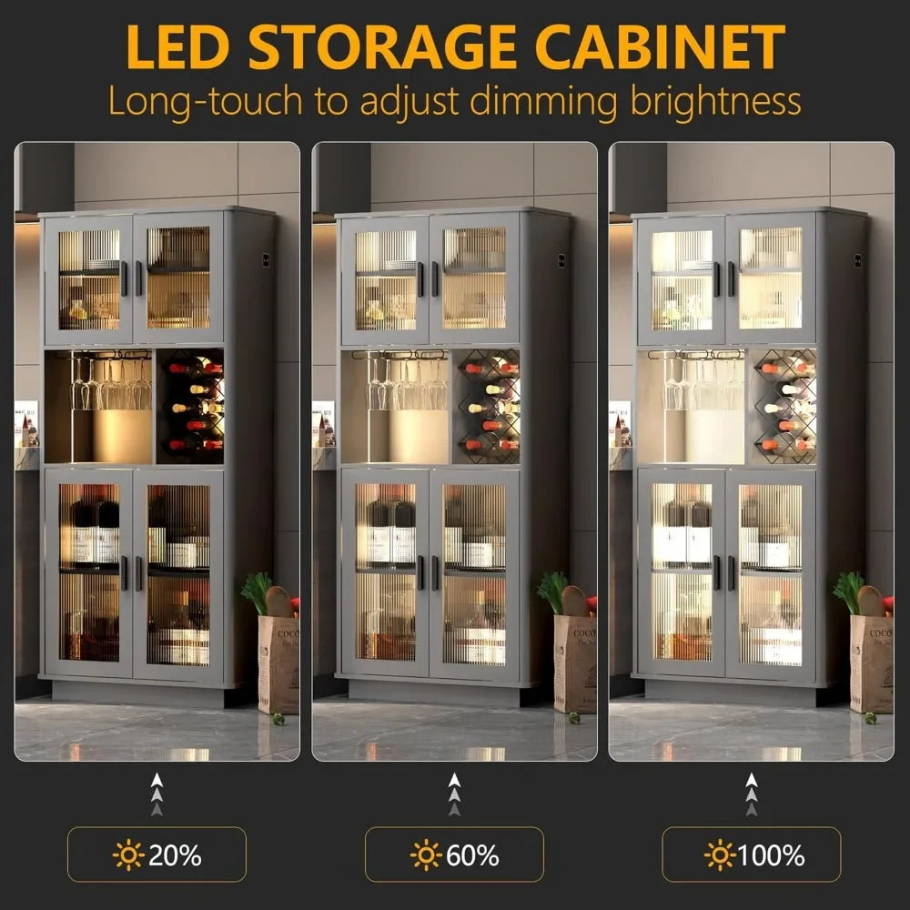 LED Wine Cabinets with Removable Wine Rack, comes with motion sensors that you can turn off and on. The lights are also dimable which is something not a lot of them have.