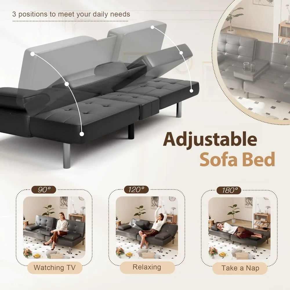 A different style of Living room convertible foldable sofa bed, has removable armrests