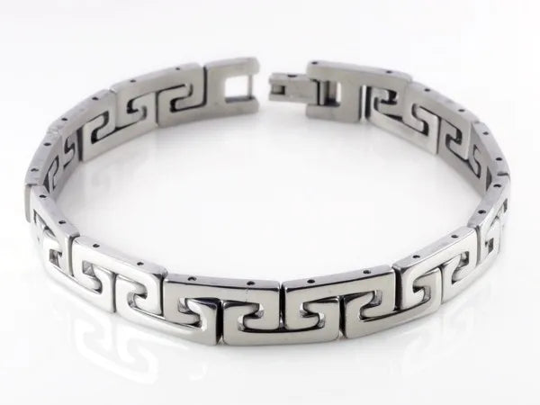 Men's Black Cross Silver Color Stainless Steel Rubber Bracelet Cuff Bangle Chain Wristband Jewelry 8.5"