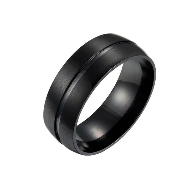 Men's Black Simple Ring Fashion Stainless Steel Ring Birthday Gift Party Men's Jewelry Joyas de hombre