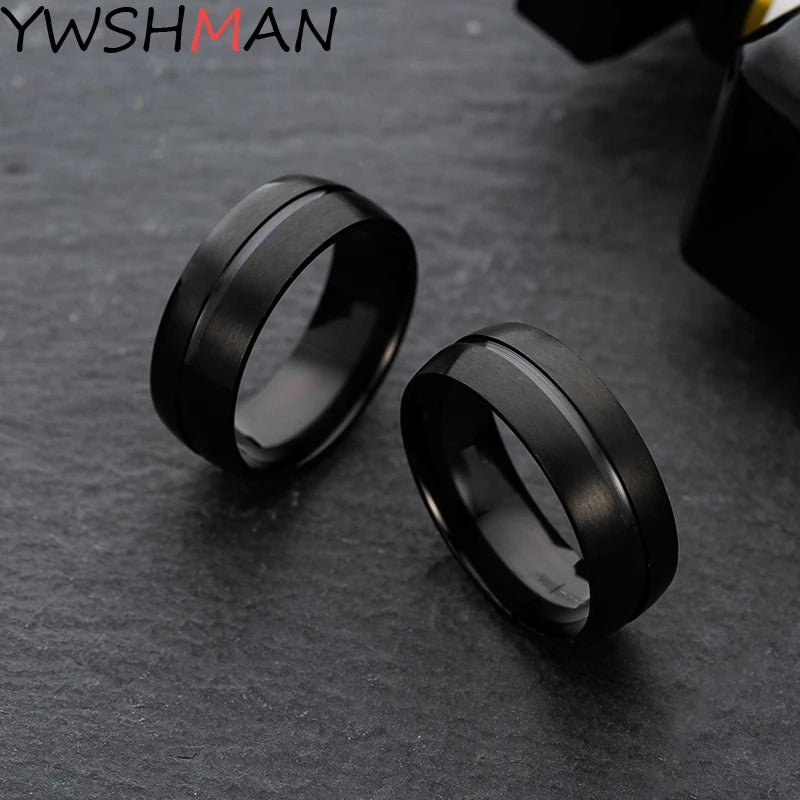 Men's Black Simple Ring Fashion Stainless Steel Ring Birthday Gift Party Men's Jewelry Joyas de hombre