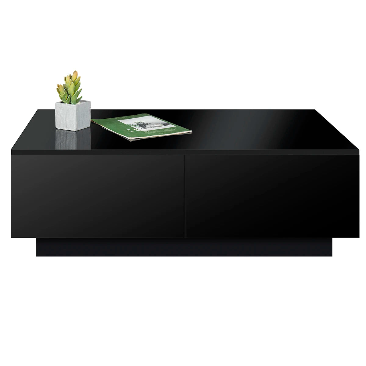 Modern High Gloss RGB LED Coffee Table with 4 Drawer Storage Organizer Sofa Side Table End Table Furniture for Living Room