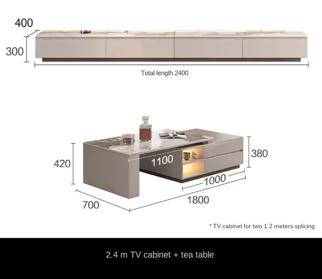 Modern Living Room Furniture Adjustable Coffee Table Elegant Marble Center Tables Luxury Square Coffee Table Set New