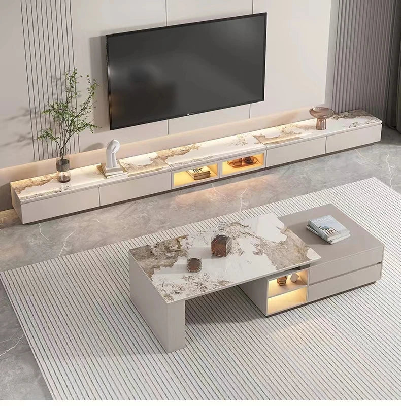 Modern Living Room Furniture Adjustable Coffee Table Elegant Marble Center Tables Luxury Square Coffee Table Set New