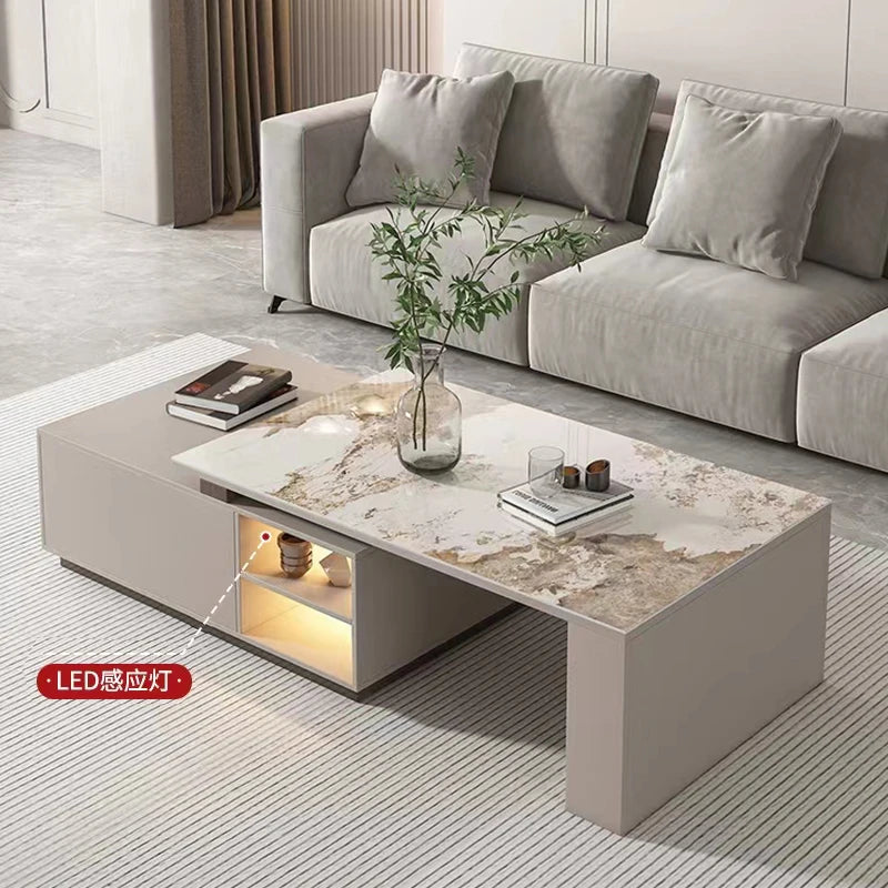 Modern Living Room Furniture Adjustable Coffee Table Elegant Marble Center Tables Luxury Square Coffee Table Set New