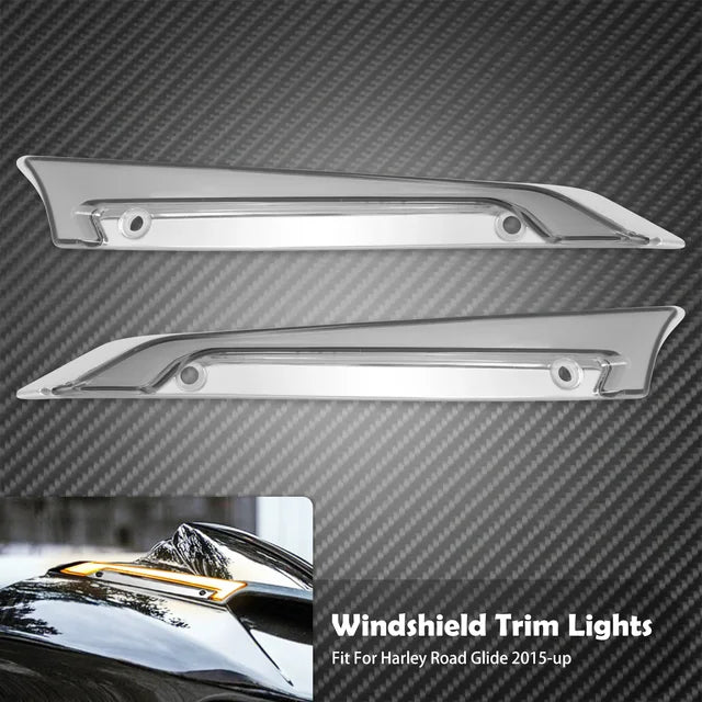 Motorcycle Fairing Windshield Trim LED Turn Signal Light For Harley Touring Road Glide 15-23 Windscreen Running Decorative Lamp