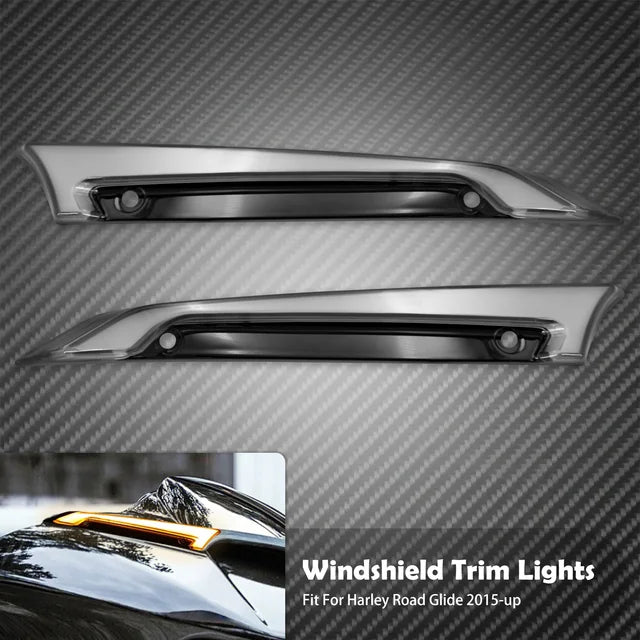 Motorcycle Fairing Windshield Trim LED Turn Signal Light For Harley Touring Road Glide 15-23 Windscreen Running Decorative Lamp