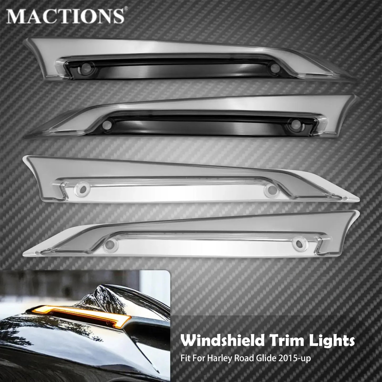 Motorcycle Fairing Windshield Trim LED Turn Signal Light For Harley Touring Road Glide 15-23 Windscreen Running Decorative Lamp