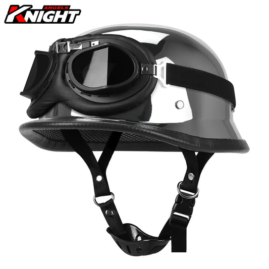 Motorcycle Helmet German Leather Vintage Half Helmet Casco Moto Motorcycle Open Face Helmet Biker Pilot DOT Certification S-XXL