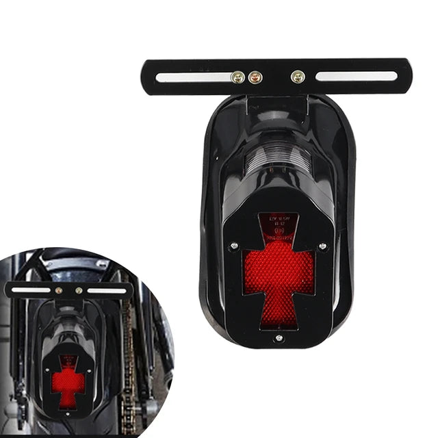 Motorcycle Parts Maltese Cross Tail Light Metal Tail Light Iron Cross Brake Light For Harley Davidson Chromed