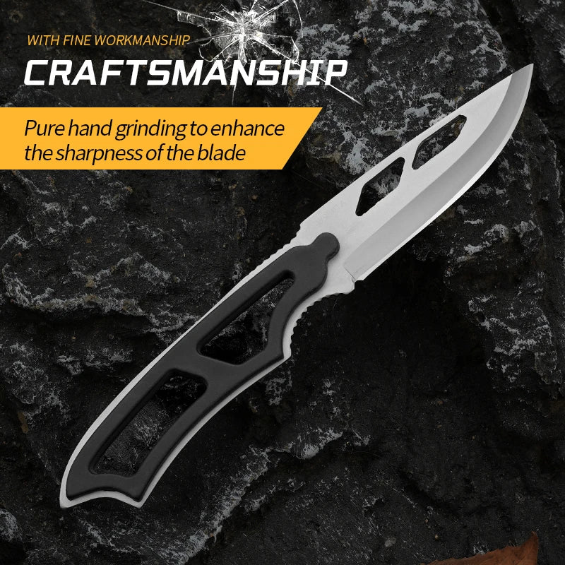 Multi-purpose portable outdoor knife, stainless steel blade, EDC fixed blade with scabbard, camping BBQ fruit knife