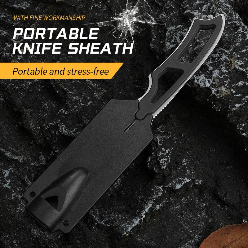 Multi-purpose portable outdoor knife, stainless steel blade, EDC fixed blade with scabbard, camping BBQ fruit knife