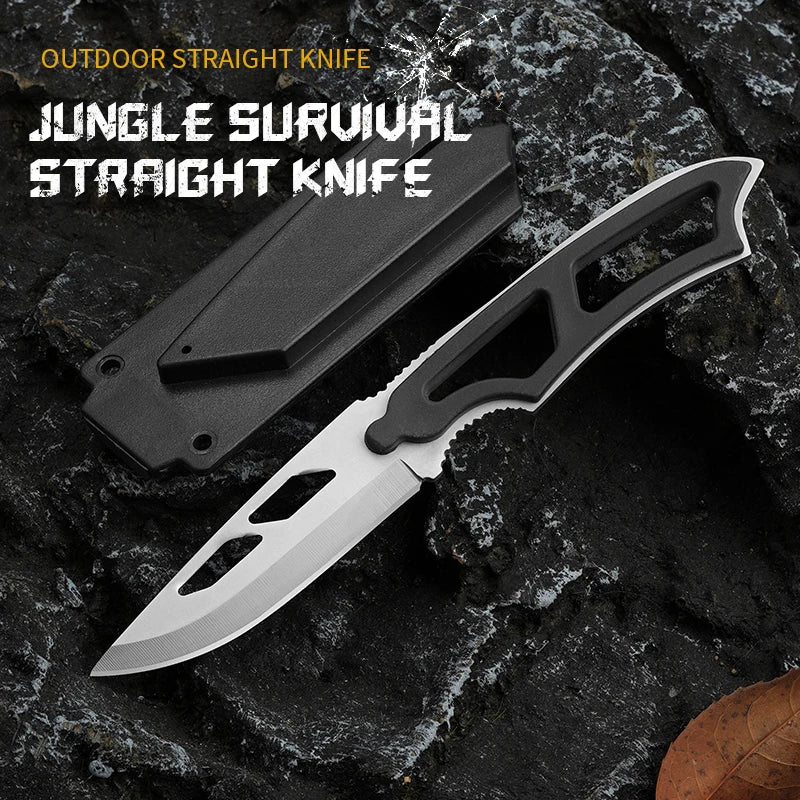 Multi-purpose portable outdoor knife, stainless steel blade, EDC fixed blade with scabbard, camping BBQ fruit knife