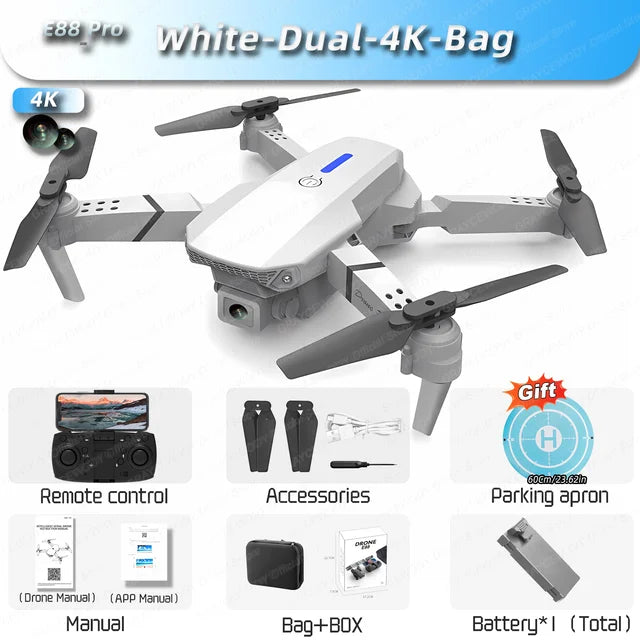 New E88Pro RC Drone 4K Professinal With 1080P Wide Angle Dual HD Camera Foldable RC Helicopter WIFI FPV Height Hold Apron Sell