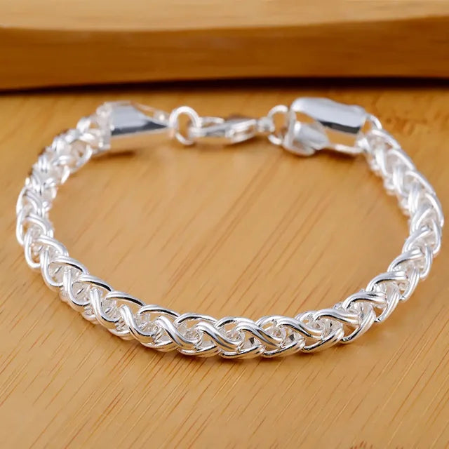 New High quality 925 Sterling Silver 4MM Women Men chain Male Twisted Rope Bracelets Fashion Silver Jewelry