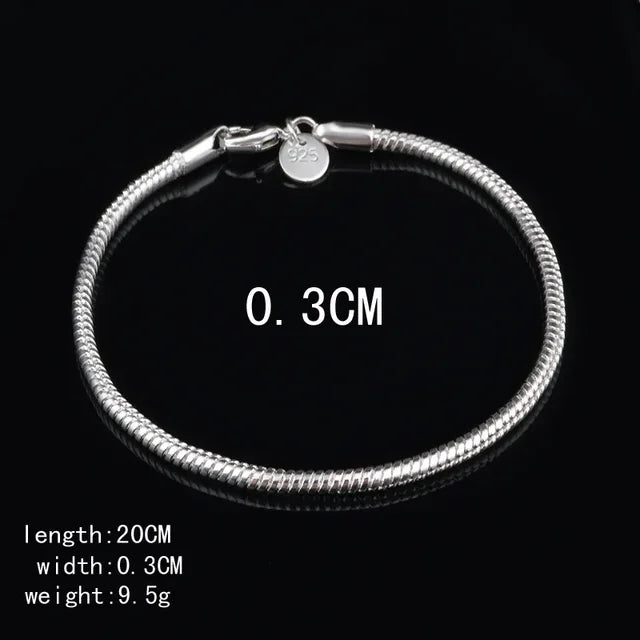 New High quality 925 Sterling Silver 4MM Women Men chain Male Twisted Rope Bracelets Fashion Silver Jewelry