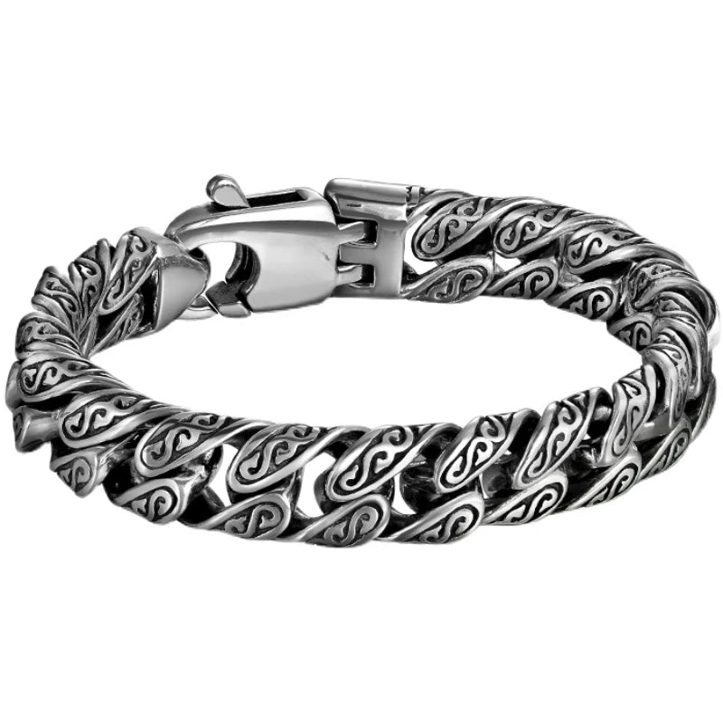 New Personalized Tang Grass Pattern Bracelet Men's Thick Section Boys Hip-hop Street Hipster Fashion Women Jewelry