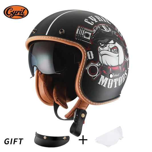 Open Face Motorcycle Helmet Lightweight Adult Retro Jet Helmet for Men Women DOT ECE Approved CYRIL B206